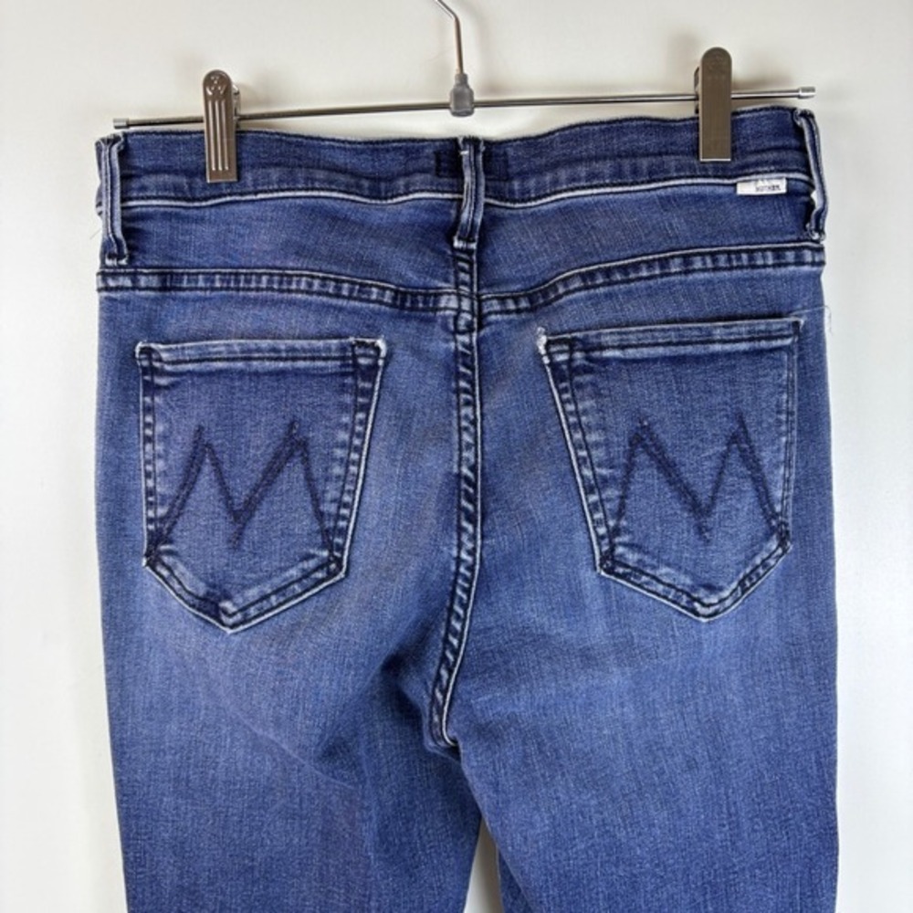 Mother Women Blue Denim Jeans‎ Size 28 Medium Wash Raw Hem Flare Bootcut - Picture 9 of 13